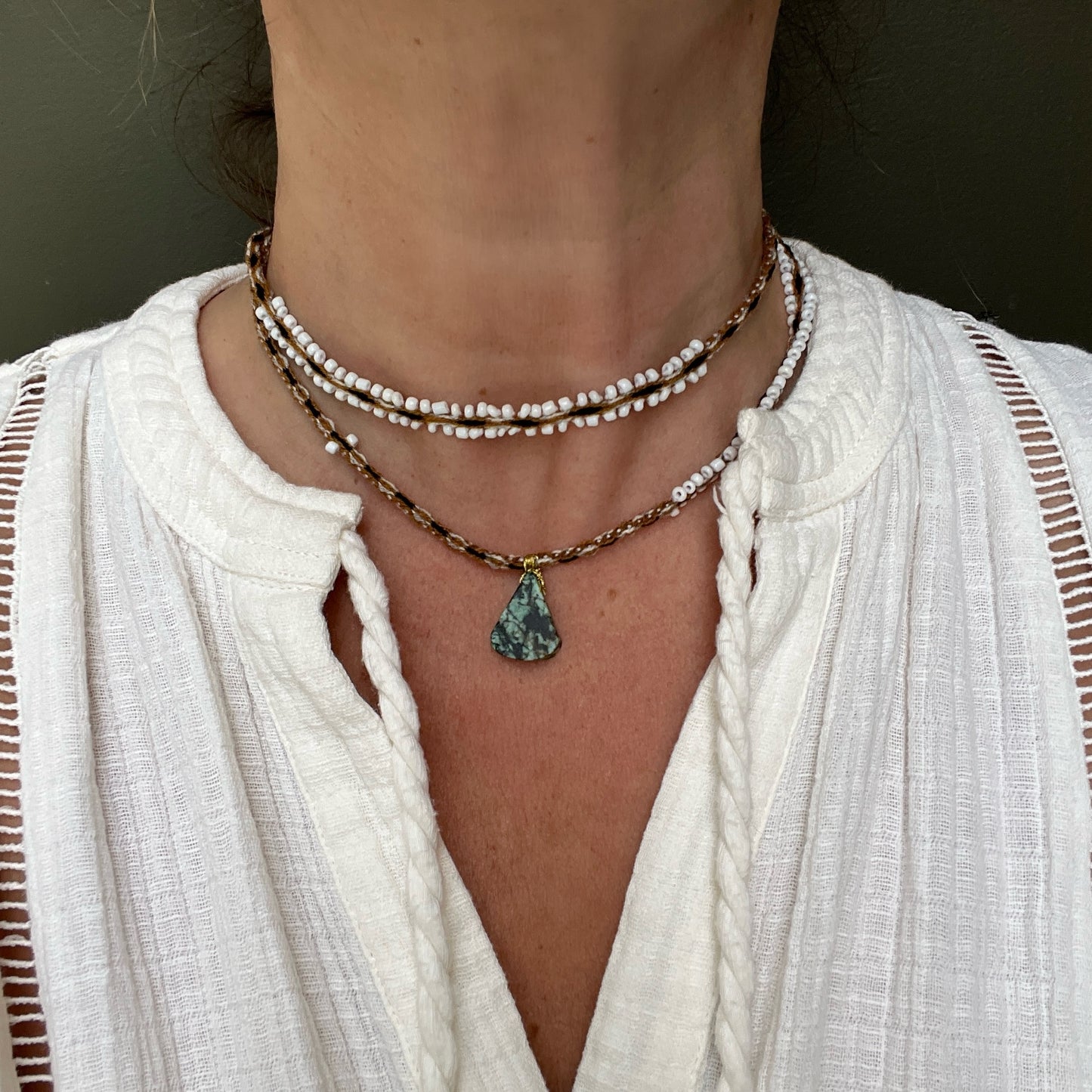 Collier ethnique naturel turquoise plage