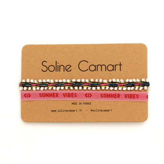 Bracelet ethnique vacances plage rose
