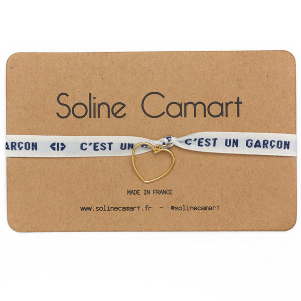 Bracelet C'est un Garçon Baby Shower Annonce Enfant Coeur Doré