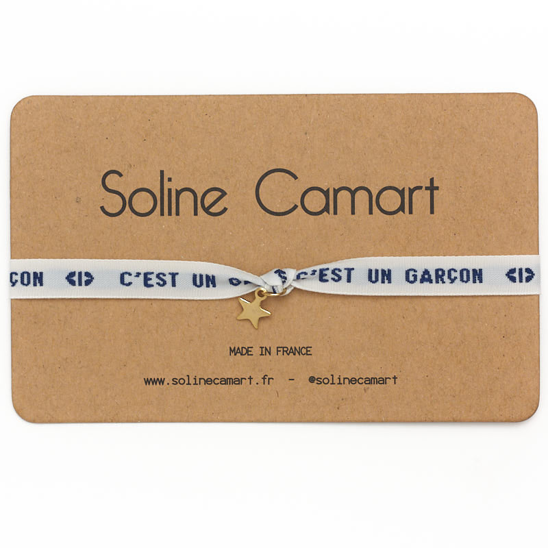 Bracelet C'est un Garçon Baby Shower Annonce Enfant Etoile Dorée