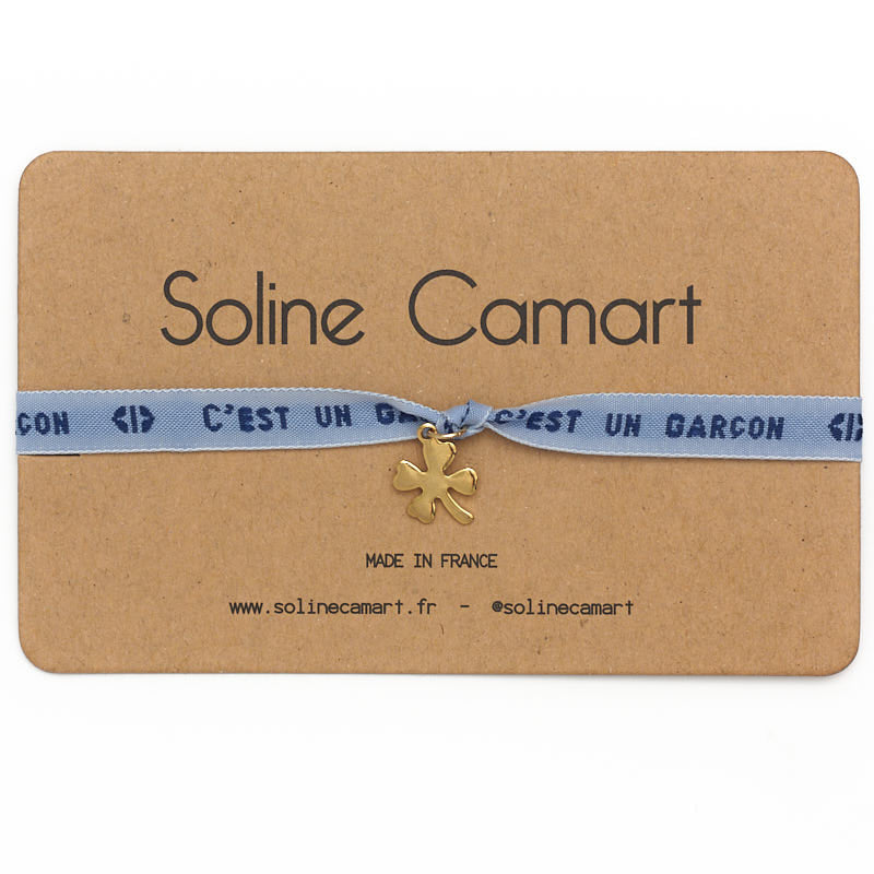 Bracelet C'est un Garçon Baby Shower Annonce Enfant Trèfle Doré