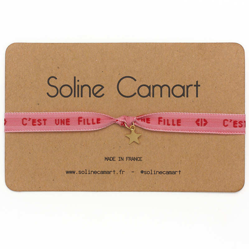 Bracelet C'est une Fille Baby Shower Annonce Enfant Etoile Dorée