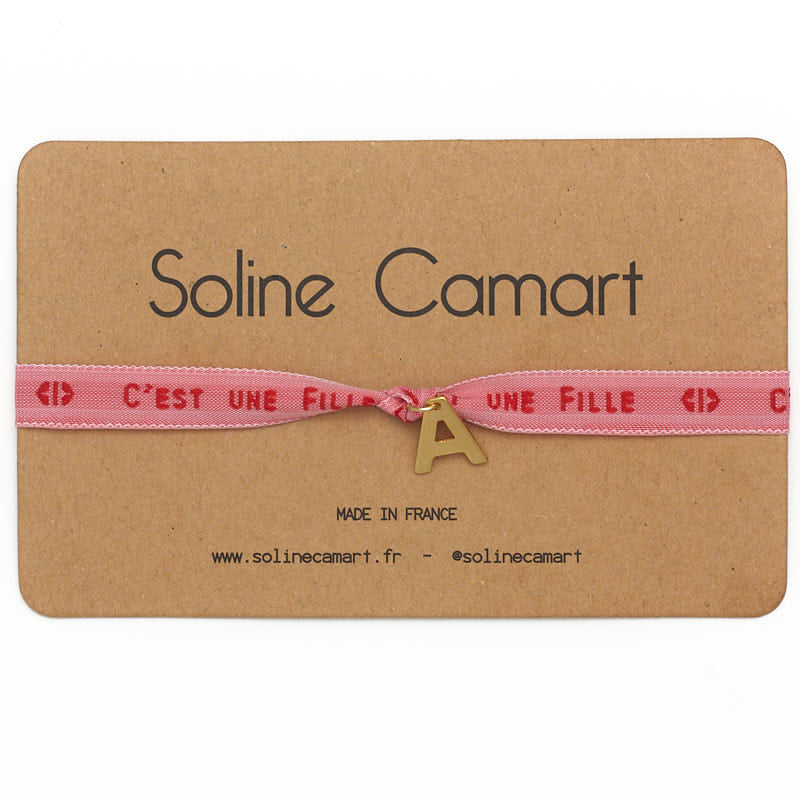 Bracelet C'est une Fille Baby Shower Annonce Enfant Initiale Lettre Dorée