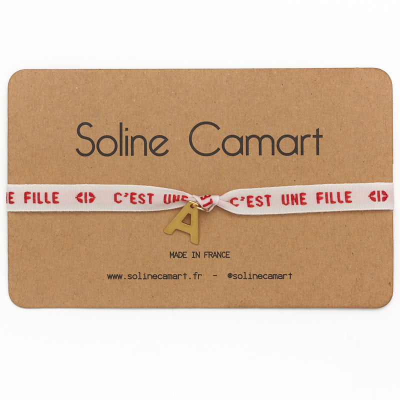Bracelet C'est une Fille Baby Shower Annonce Enfant Initiale Lettre Dorée