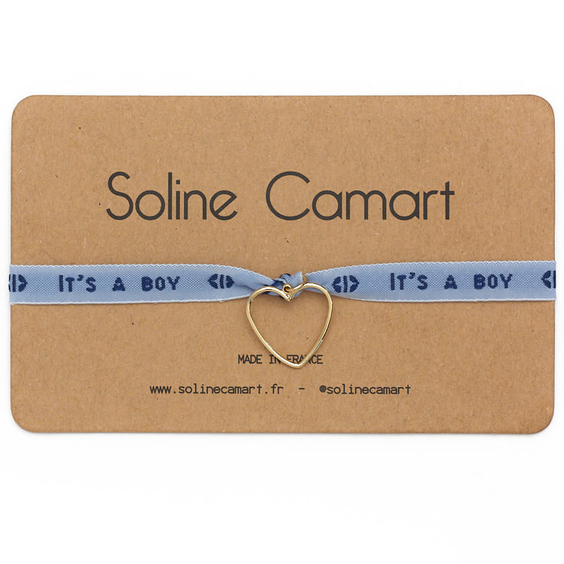 Bracelet It's a Boy Baby Shower Cadeau Annonce Enfant Coeur Doré