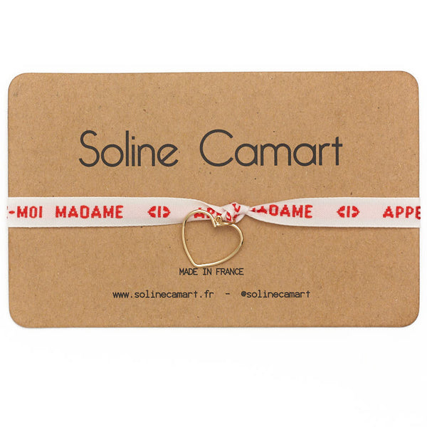 Bracelet Appelez Moi Madame Message Brodé Femme EVJF Mariage Coeur Doré