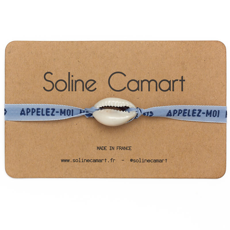 Bracelet Appelez Moi Monsieur EVG Mariage Message Brodé Homme Bleu Coquillage