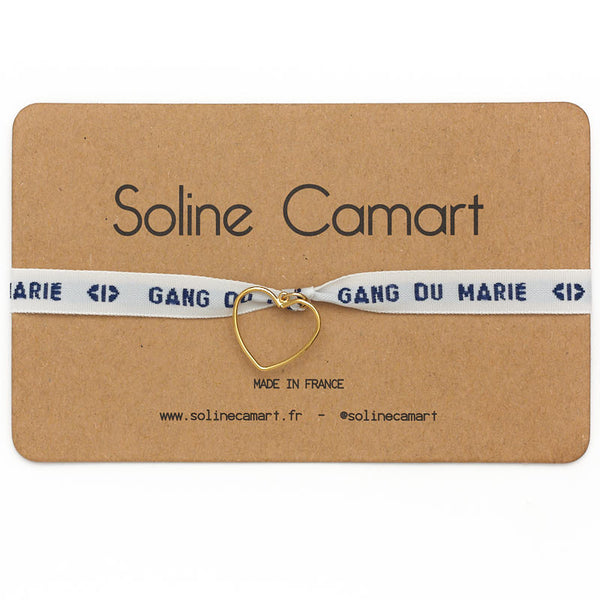 Bracelet Gang du Marié Message Brodé EVG Homme Bleu Coeur Doré