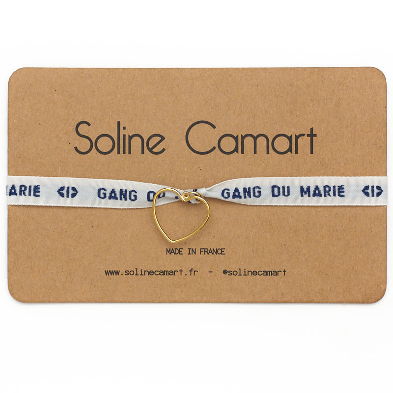 Bracelet Gang du Marié Message Brodé EVG Homme Bleu Coeur Doré