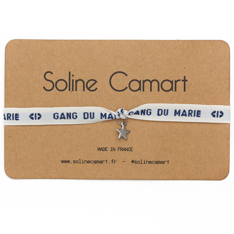 Bracelet Gang du Marié Message Brodé EVG Homme Bleu Etoile Argentée