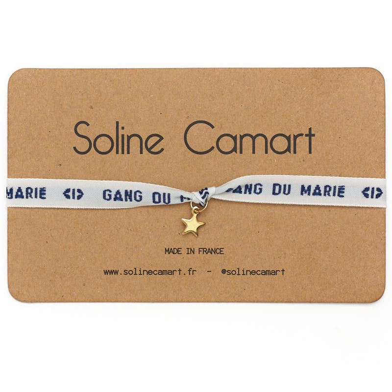 Bracelet Gang du Marié Message Brodé EVG Homme Bleu Etoile Dorée