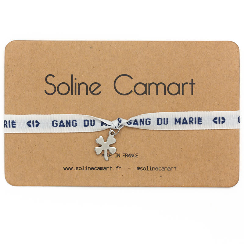 Bracelet Gang du Marié Message Brodé EVG Homme Bleu Trèfle Argenté