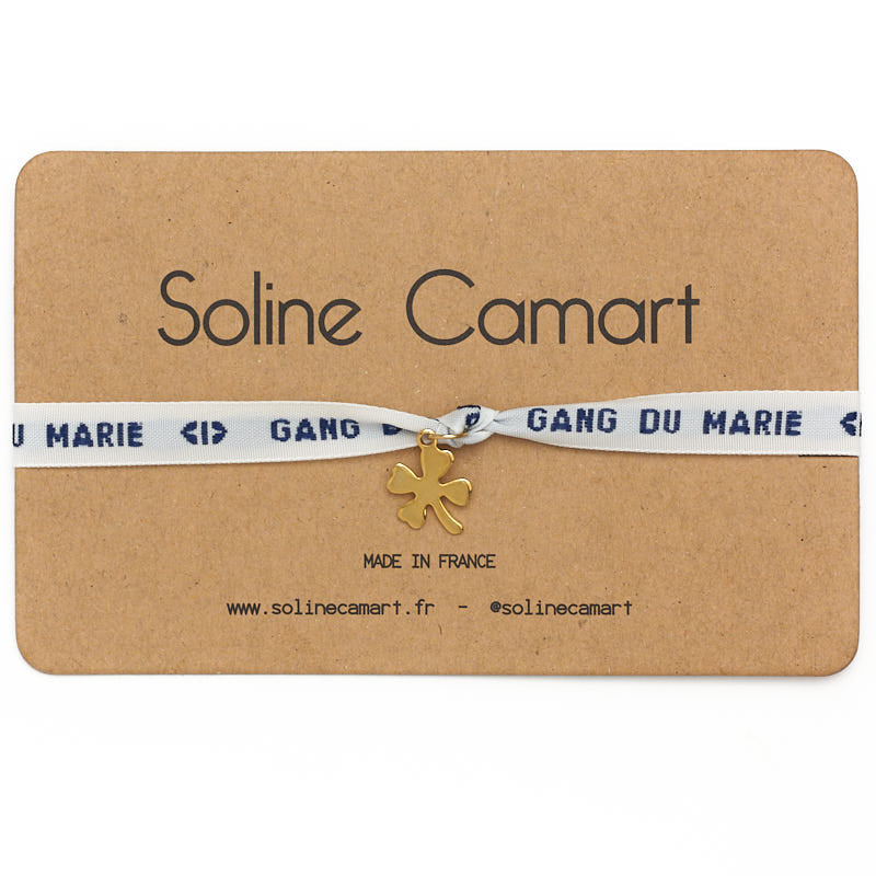 Bracelet Gang du Marié Message Brodé EVG Homme Bleu Trèfle Doré