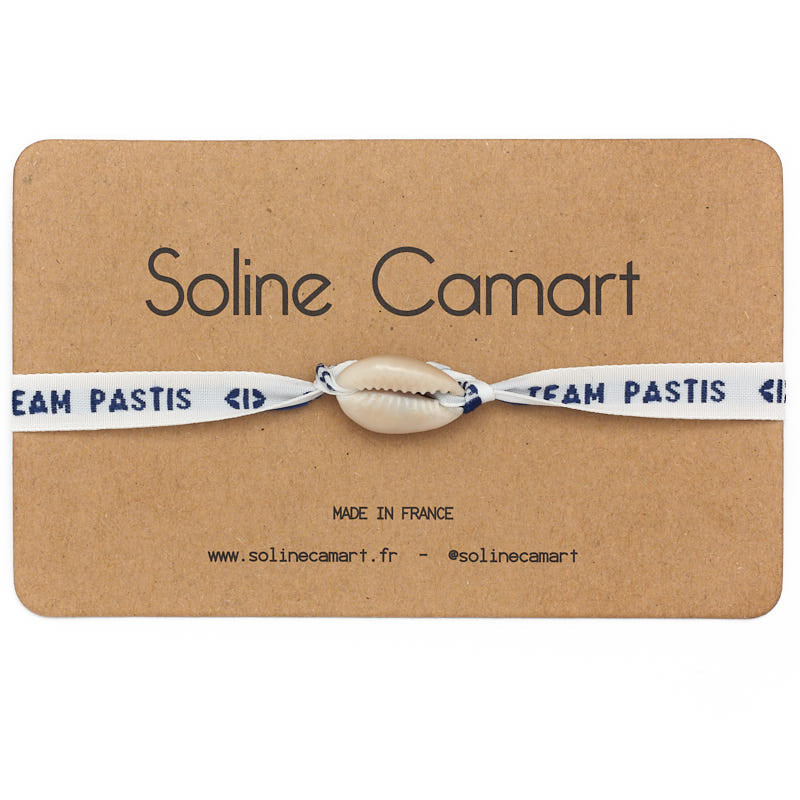 Bracelet Team Pastis Message Brodé Bleu Coquillage