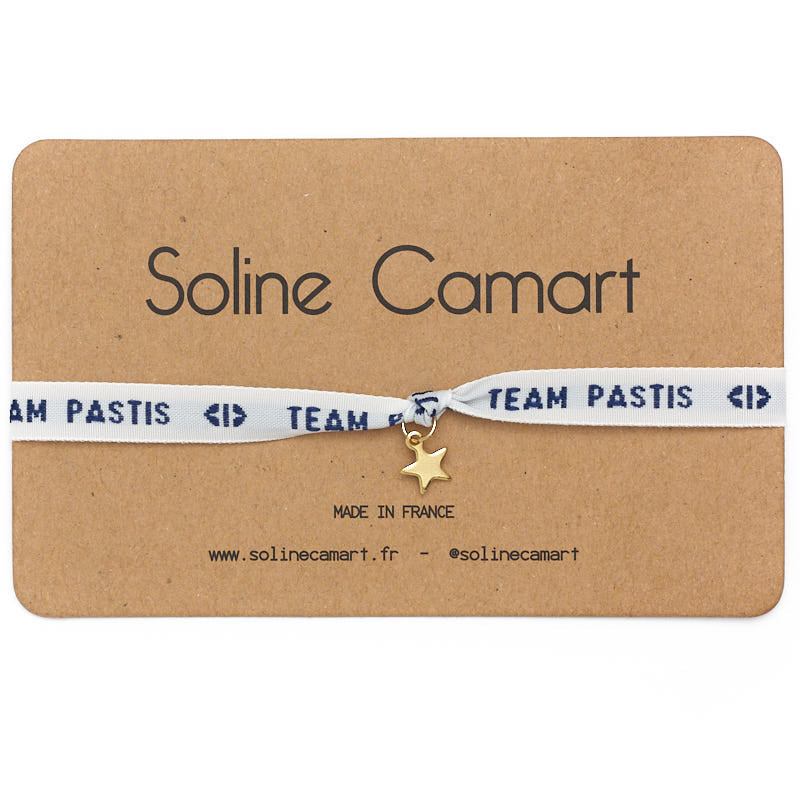 Bracelet Team Pastis Message Brodé Bleu Etoile Dorée