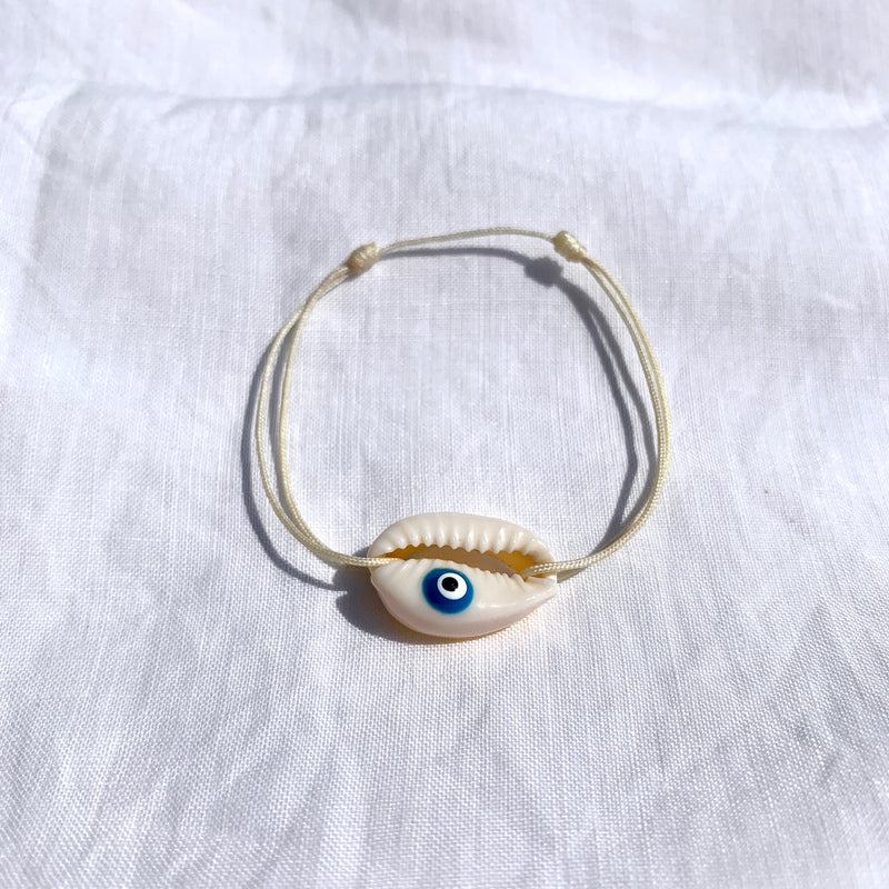 bracelet oeil bleu coquillage