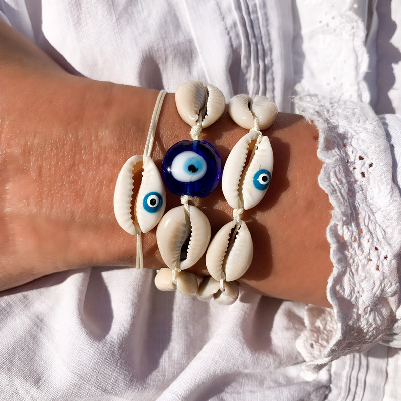 bracelet coquillage oeil grec turquoise